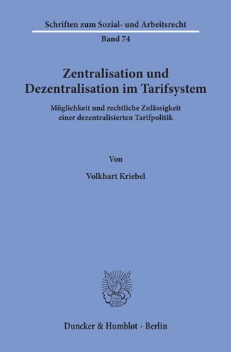 Cover for Kriebel · Zentralisation und Dezentralisa (Book) (1984)