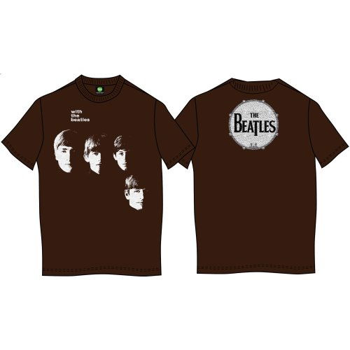 Cover for The Beatles · The Beatles Unisex T-Shirt: Vintage With The Beatles (Back Print) (T-shirt) [size S] [Brown - Unisex edition]
