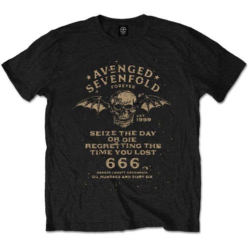 Avenged Sevenfold Unisex T-Shirt: Seize the Day - Avenged Sevenfold - Fanituote - ROFF - 5055295361942 - tiistai 30. joulukuuta 2014
