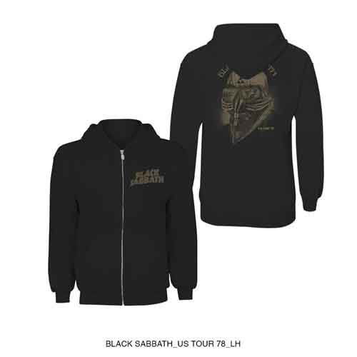 Black Sabbath Unisex Zipped Hoodie: Tour 1978 (Black) (Back Print) - Black Sabbath - Produtos - Bravado - 5056170616942 - 21 de março de 2023