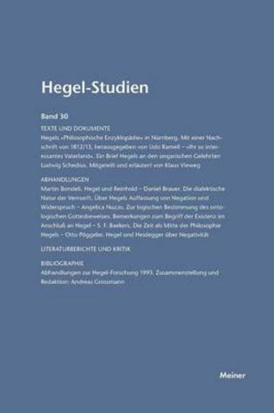 Cover for Otto Poeggeler · Hegel-Studien / Hegel-Studien Band 30 (Paperback Bog) (1995)