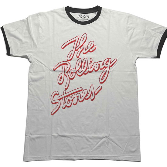 The Rolling Stones Unisex Ringer T-Shirt: Signature Logo - The Rolling Stones - Marchandise -  - 5056561053943 - 