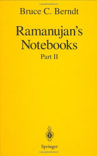 Cover for Bruce C. Berndt · Ramanujan's Notebooks: Part II (Gebundenes Buch) [1st ed. 1989. Corr. 2nd printing 1999 edition] (1988)