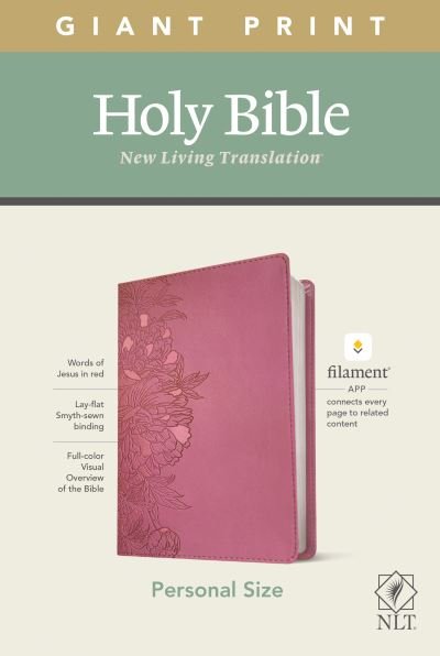 Cover for Tyndale · NLT Personal Size Giant Print Bible, Filament Enabled Edition (Red Letter, LeatherLike, Peony Pink) (Bok) (2024)