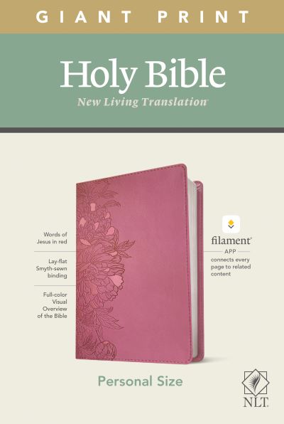 NLT Personal Size Giant Print Bible, Filament Enabled Edition (Red Letter, LeatherLike, Peony Pink) - Tyndale - Books - Tyndale House Publishers - 9781496444943 - January 12, 2021