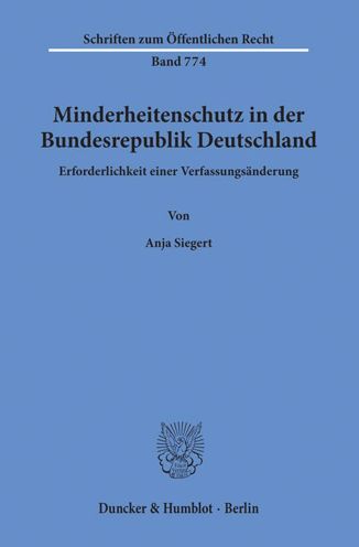 Cover for Siegert · Minderheitenschutz in der Bunde (Book) (1999)