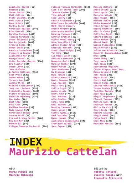 Maurizio Cattelan: Index - Maurizio Cattelan - Książki - Marsilio - 9788829713943 - 4 sierpnia 2022