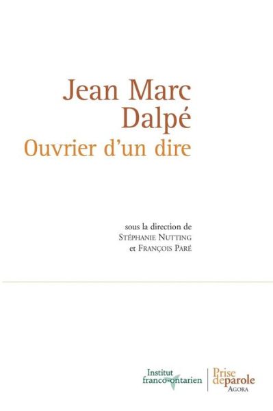 Cover for Jean Marc Dalpe? (Book) (2011)