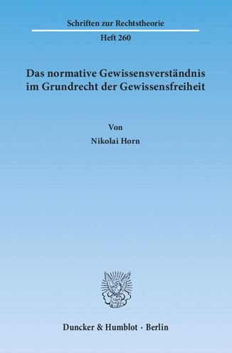 Cover for Horn · Das normative Gewissensverständnis (Book) (2012)
