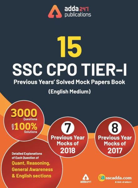 SSC CPO Previous Year Practice Book - Adda247 - Kirjat - Metis Eduventures Pvt Ltd - 9789388964944 - torstai 21. marraskuuta 2019