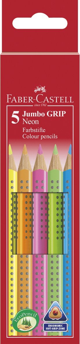 Faber-Castell 110994 Jumbo Grip Neon Coloured Pencils Pack Of 5 - Faber-castell - Merchandise - Faber-Castell - 4005401109945 - July 12, 2017