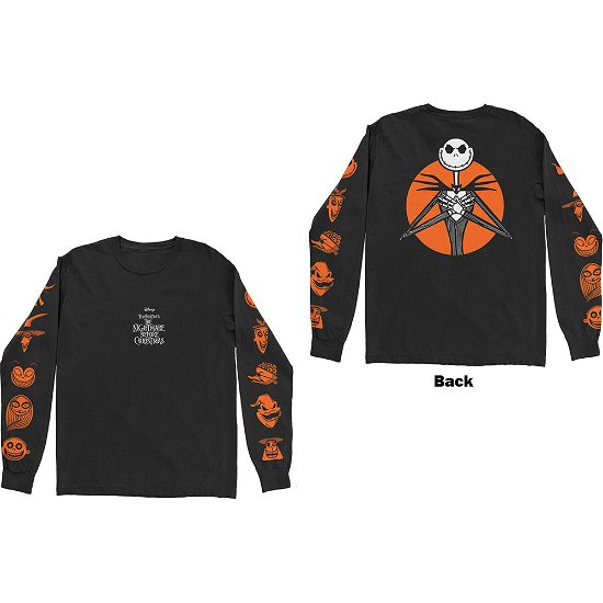 The Nightmare Before Christmas Unisex Long Sleeve T-Shirt: All Characters Orange (Back & Sleeve Print) - Nightmare Before Christmas - The - Merchandise -  - 5056368674945 - 