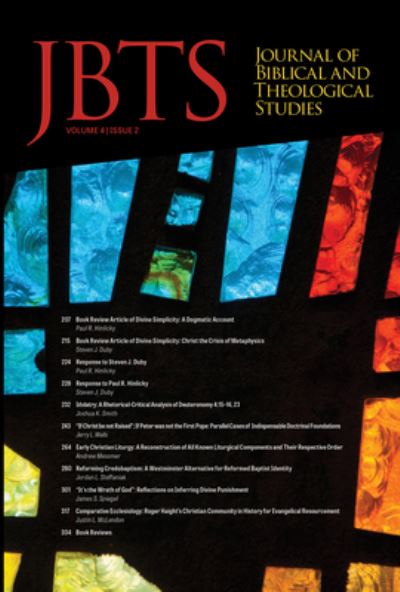 Cover for Daniel S. Diffey · Journal of Biblical and Theological Studies, Issue 4.2 (Paperback Book) (2019)