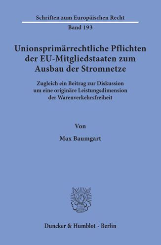 Cover for Baumgart · Unionsprimärrechtliche Pflicht (Book) (2020)