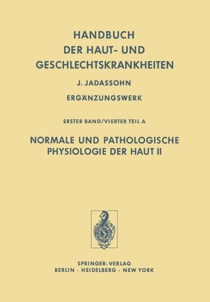 Cover for E Schwarz · Normale Und Pathologische Physiologie Der Haut II (Paperback Book) [Softcover Reprint of the Original 1st 1979 edition] (2012)