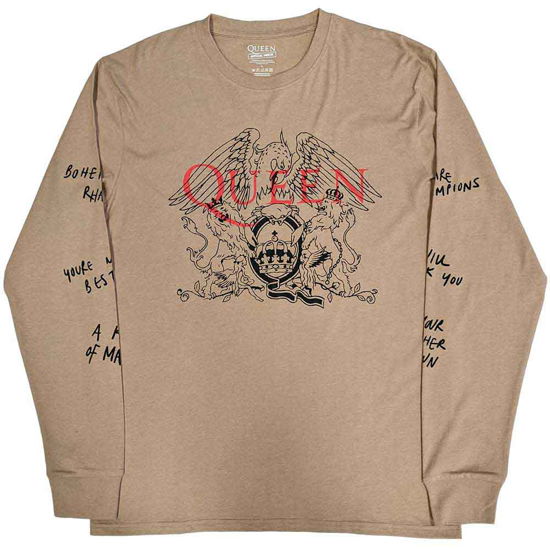 Queen Unisex Long Sleeve T-Shirt: Handwritten (Sleeve Print) - Queen - Koopwaar -  - 5056561049946 - 