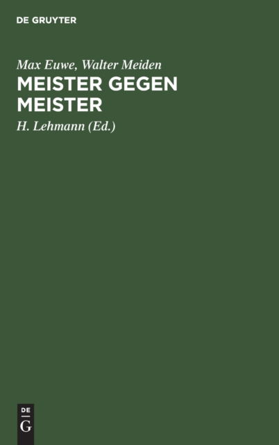 Cover for Max Euwe · Meister Gegen Meister (Hardcover Book) (1981)