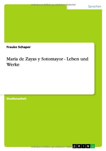 Cover for Schaper · Maria de Zayas y Sotomayor - Le (Book) [German edition] (2011)