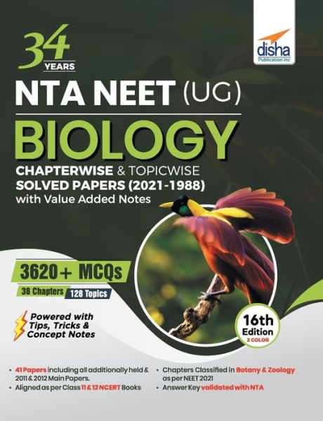 Cover for Disha Experts · 34 Years NTA NEET  BIOLOGY Chapterwise &amp; Topicwise Solved Papers with Value Added Notes  16th Edition (Taschenbuch) (2021)