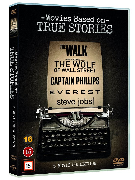 Cover for Movies Based On True Stories · The Walk / The Wolf Of Wall Street / Captain Philips / Everest / Steve Jobs (DVD) (2016)