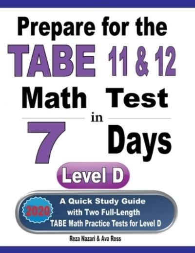Cover for Ava Ross · Prepare for the TABE 11 &amp; 12 Math Test in 7 Days (Paperback Book) (2020)