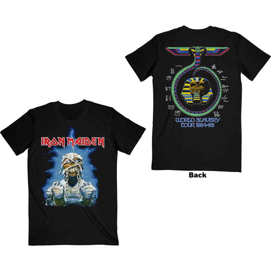 Iron Maiden Unisex T-Shirt: World Slavery Tour '84 - '85 (Back Print) - Iron Maiden - Merchandise -  - 5056368673948 - 