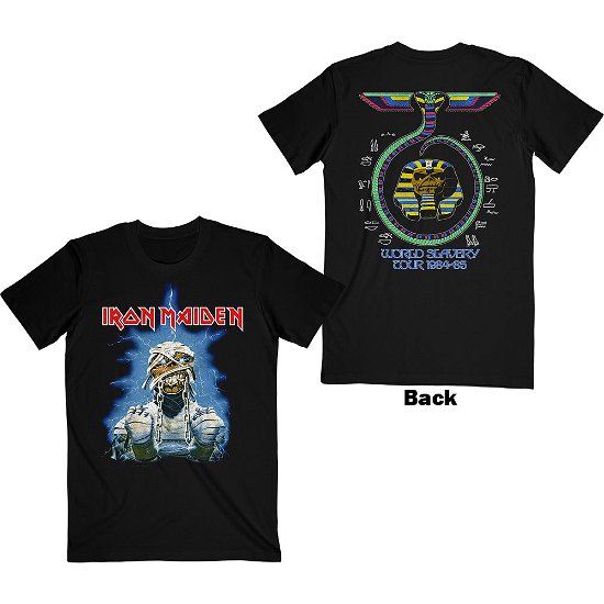 Cover for Iron Maiden · Iron Maiden Unisex T-Shirt: World Slavery Tour '84 - '85 (Back Print) (T-shirt) [size S] [Black - Unisex edition]