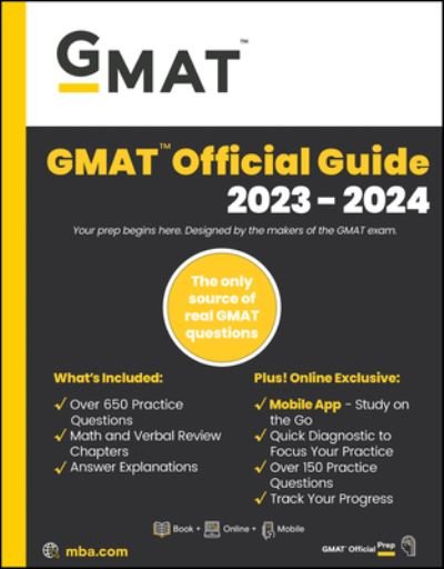 Cover for GMAC (Graduate Management Admission Council) · GMAT Official Guide 2023-2024, Focus Edition: Includes Book + Online Question Bank + Digital Flashcards + Mobile App (Paperback Book) (2023)