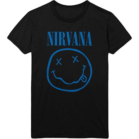 Nirvana Unisex T-Shirt: Blue Happy Face - Nirvana - Merchandise -  - 5056012041949 - 