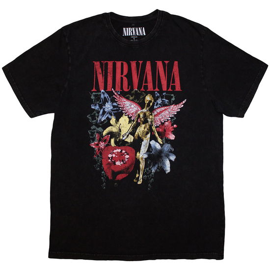 Cover for Nirvana · Nirvana Unisex Stone Wash T-Shirt: In Utero Vintage Collage (Charcoal Grey) (T-shirt) [size S] (2024)