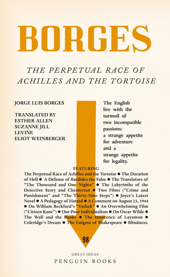 The Perpetual Race of Achilles and the Tortoise - Penguin Great Ideas - Jorge Luis Borges - Libros - Penguin Books Ltd - 9780141192949 - 26 de agosto de 2010