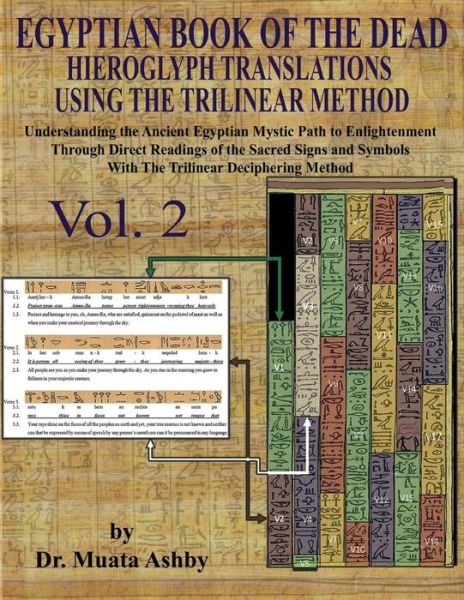 Cover for Muata Ashby · Egyptian Book of the Dead Hieroglyph Translations Using the Trilinear Method Volume 2: : Understanding the Mystic Path to Enlightenment Through Direct Readings of the Sacred Signs and Symbols of Ancient Egyptian Language with Trilinear Deciphering Method  (Paperback Bog) (2017)