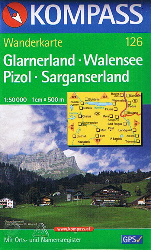 Cover for Mair-Dumont / Kompass · Glarnerland Walensee Pizol Sarganserland*, Kompass Wanderkarte 126 (Hardcover Book)