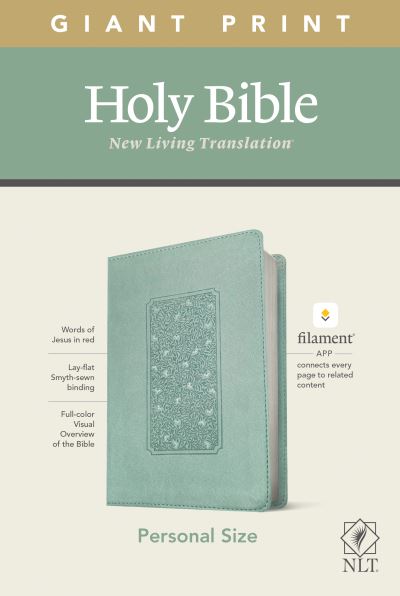 Cover for Tyndale · NLT Personal Size Giant Print Bible, Filament Enabled Edition (Red Letter, LeatherLike, Floral Frame Teal) (Book) (2021)