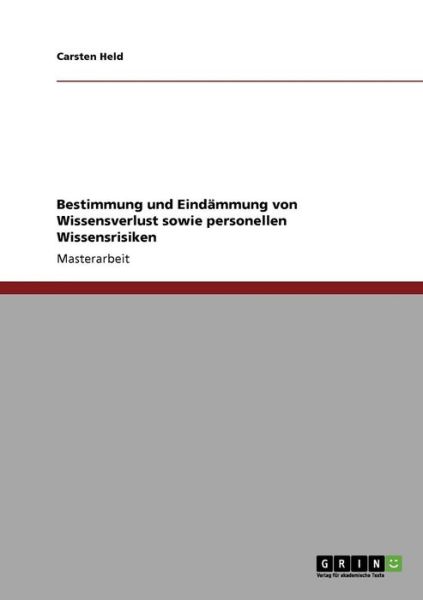 Cover for Held · Bestimmung und Eindämmung von Wiss (Book) [German edition] (2008)