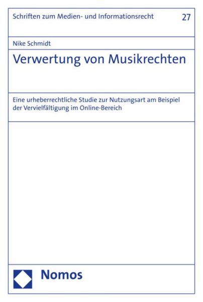 Cover for Schmidt · Verwertung von Musikrechten (Bok) (2017)