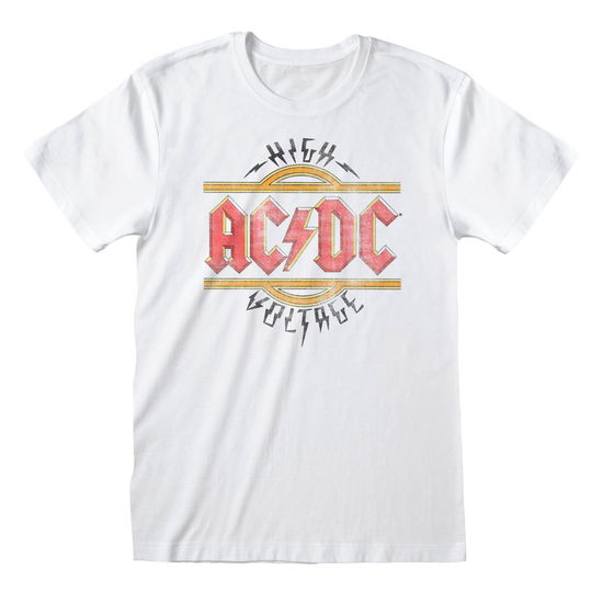 AC/DC - Vintage High Voltage (Unisex White T-Shirt - - Merchandise - - 5056463439951 - 7. august 2024