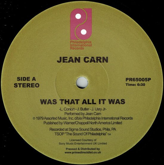 Cover for Jean Carn · Was That All It Was (LP) (2006)