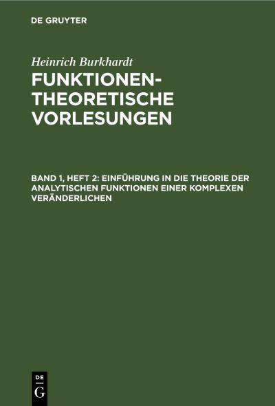 Cover for No Contributor · Einf?hrung in die Theorie der analytischen Funktionen einer komplexen Ver?nderlichen (Hardcover Book) (2009)