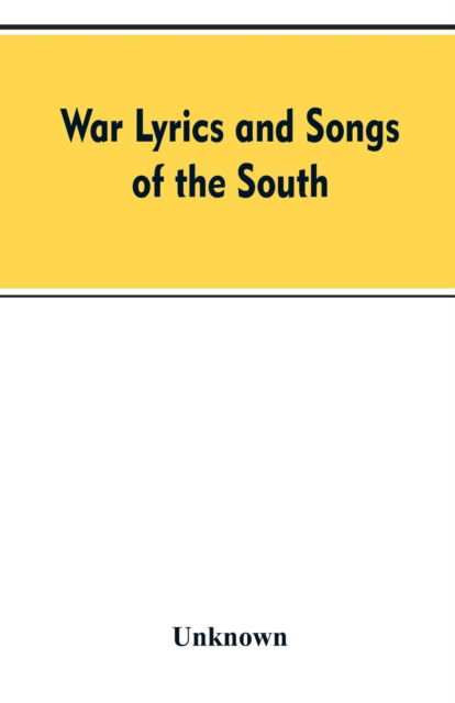 Cover for War Lyrics And Songs Of The South (Paperback Bog) (2019)
