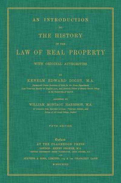 Cover for Kenelm Edward Digby · An Introduction to the History of the Law of Real Property with Original Authorities (Hardcover Book) [5th edition] (2015)