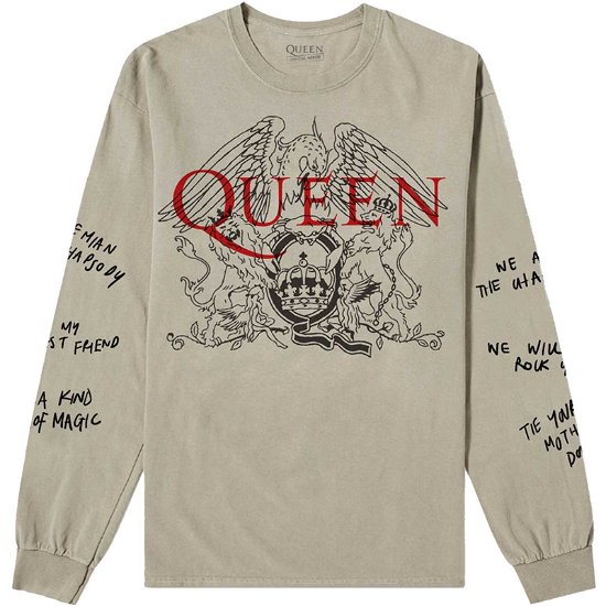 Queen Unisex Long Sleeve T-Shirt: Handwritten (Sleeve Print) - Queen - Produtos -  - 5056561049953 - 