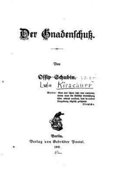 Cover for Ossip Schubin · Der Gnadenschuss (Taschenbuch) (2015)