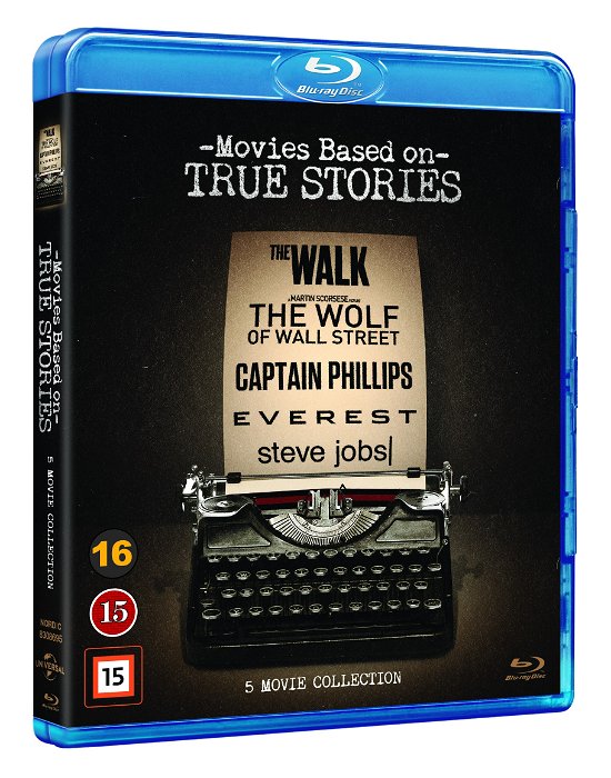 Cover for Movies Based On True Stories · The Walk / The Wolf Of Wall Street / Captain Philips / Everest / Steve Jobs (Blu-ray) (2016)