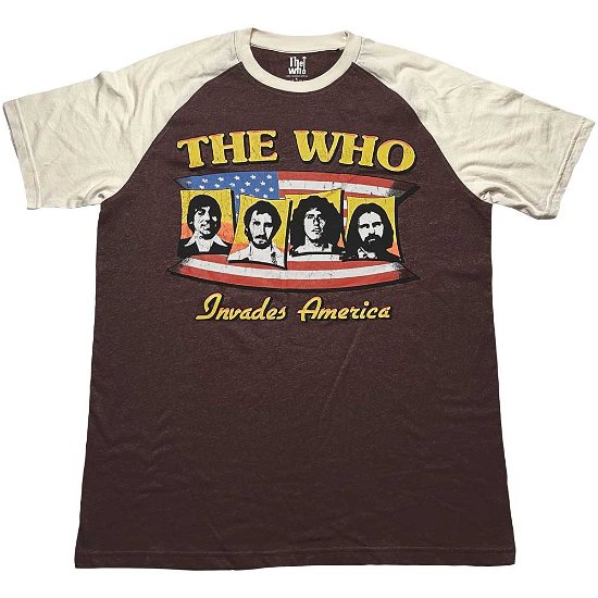 The Who Unisex Raglan T-Shirt: Invades America - The Who - Koopwaar -  - 5056561071954 - 