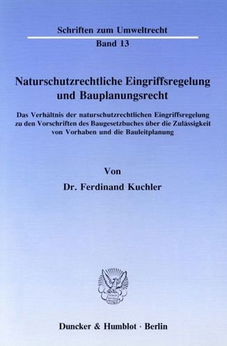 Cover for Kuchler · Naturschutzrechtliche Eingriffs (Bog) (1989)