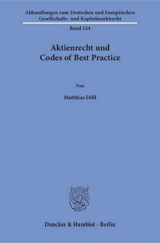 Cover for Döll · Aktienrecht und Codes of Best Prac (Book) (2018)