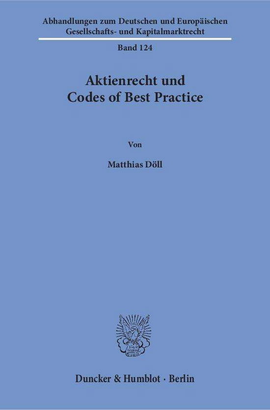 Cover for Döll · Aktienrecht und Codes of Best Prac (Book) (2018)