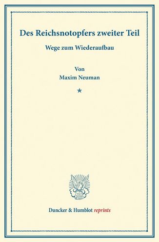 Cover for Neuman · Des Reichsnotopfers zweiter Teil (Book) (2013)