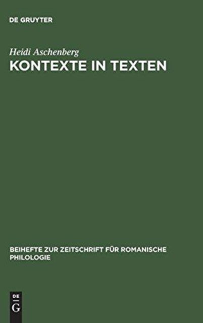 Cover for Heidi Aschenberg · Kontexte in Texten (Bok) (1999)